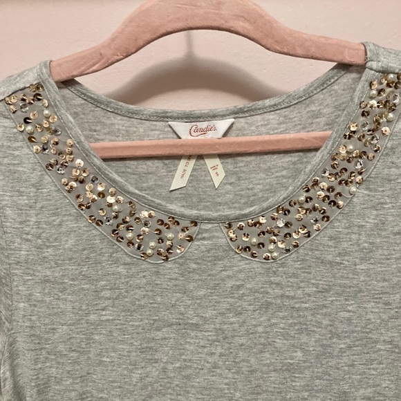 Vintage Peter Pan collar t shirt sequins Candies New Girl - Picture 2 of 4